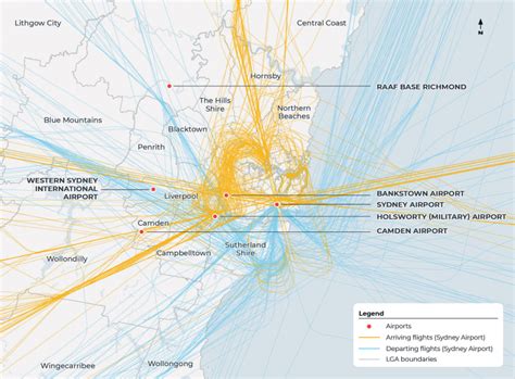 Actual flight paths from Sydney to Perth